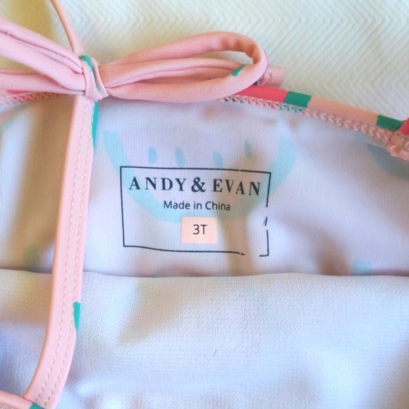andy & evan watermelon print ruffle one piece swimsuit 3T toddler girls - Picture 4 of 7